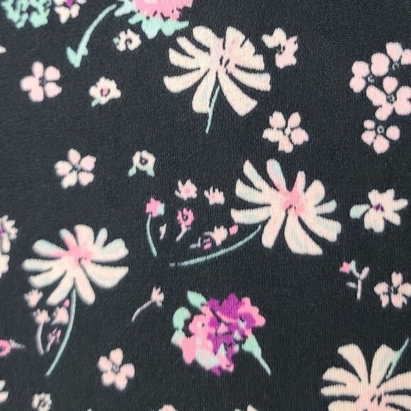 BCBG Long Sleeve Ditsy Print A-Line Dress BCBGeneration Black Jersey Knit Swing - Picture 5 of 11